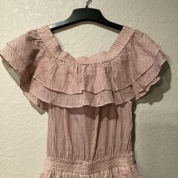 Designers Remix Charlotte Eskildsen Milly pinstripe pink white ruffle mini dress - Picture 6 of 9